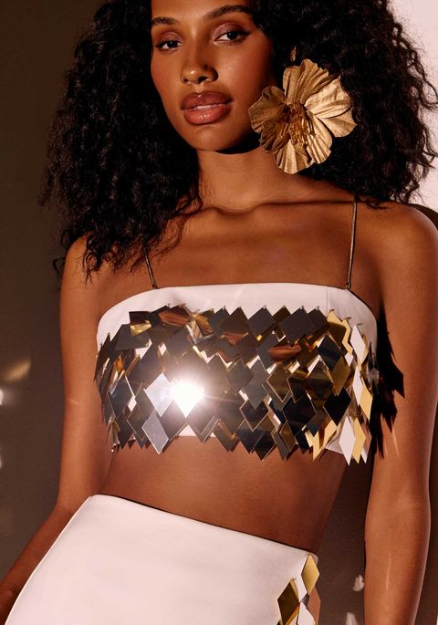Top Cropped De Alças Finas Com Aplicações