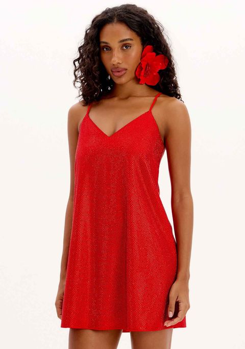 Vestido Curto De Alças Com Brilhos