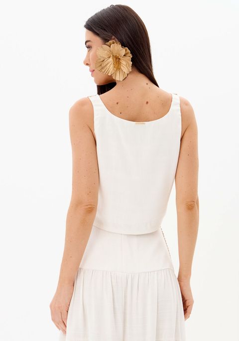 Blusa Curta Vazada De Alças