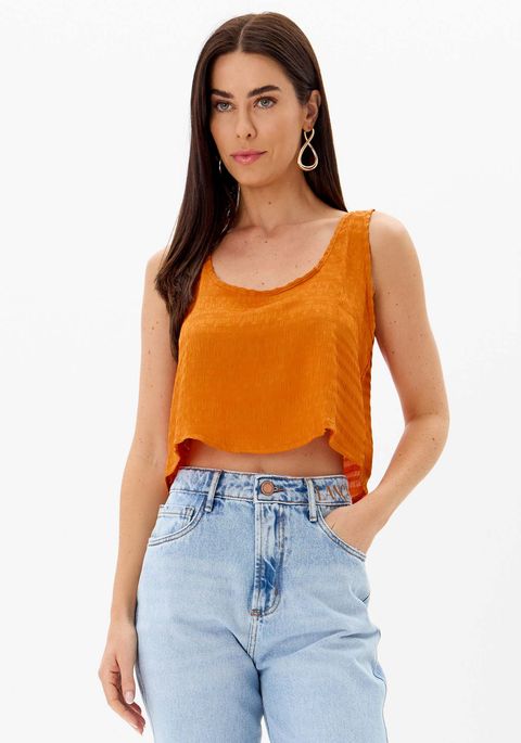 Blusa Básica Curta De Alças