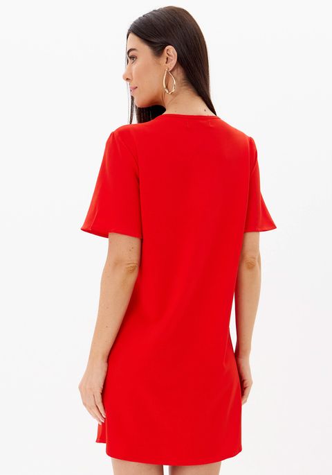 Vestido Descolado De Mangas Curtas Com Logo