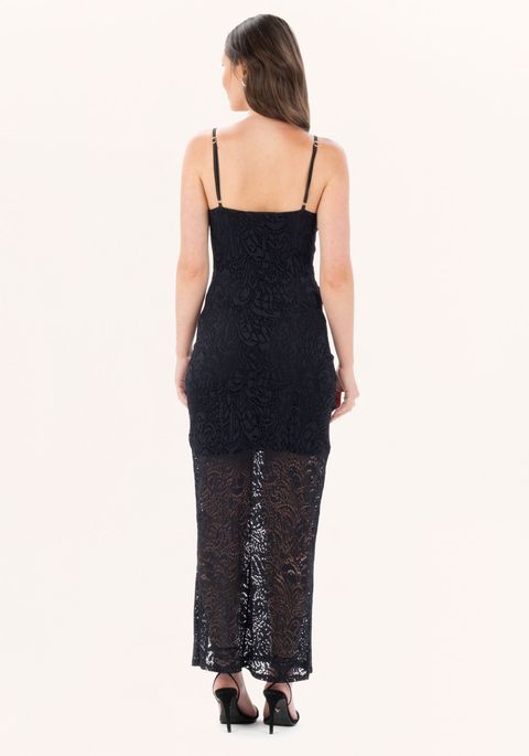 Vestido Midi Com Fenda E Decote V