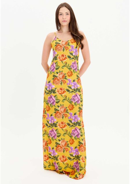 Vestido De Alças Longo Estampado