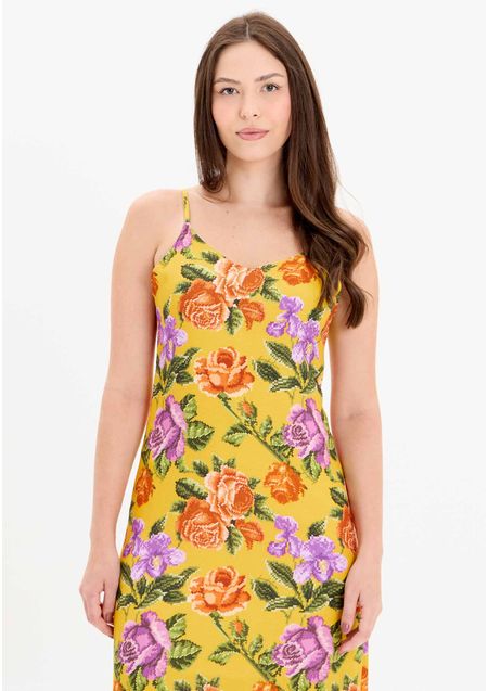 Vestido De Alças Longo Estampado