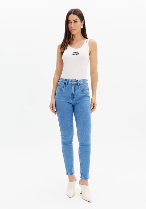 Calça Jeans Héstia Skinny Com Cintura Alta E Bolsos