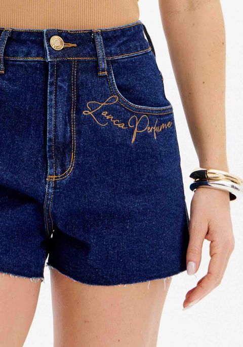 Short Jeans Comfort Cintura Alta Bordado
