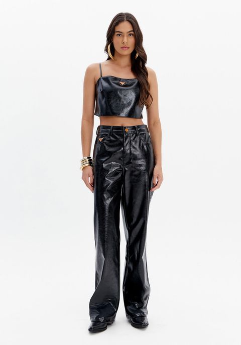 Calça Full Length Com Cintura Média