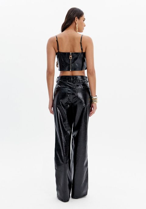 Calça Full Length Com Cintura Média