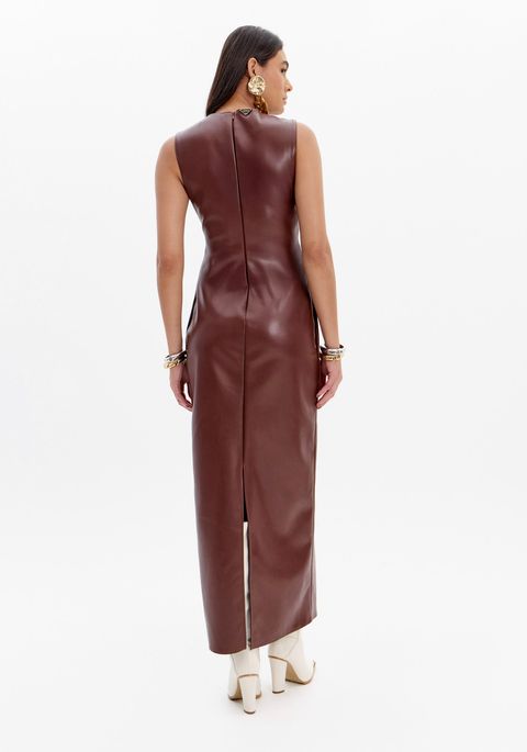 Vestido Super Midi Com Fenda Posterior