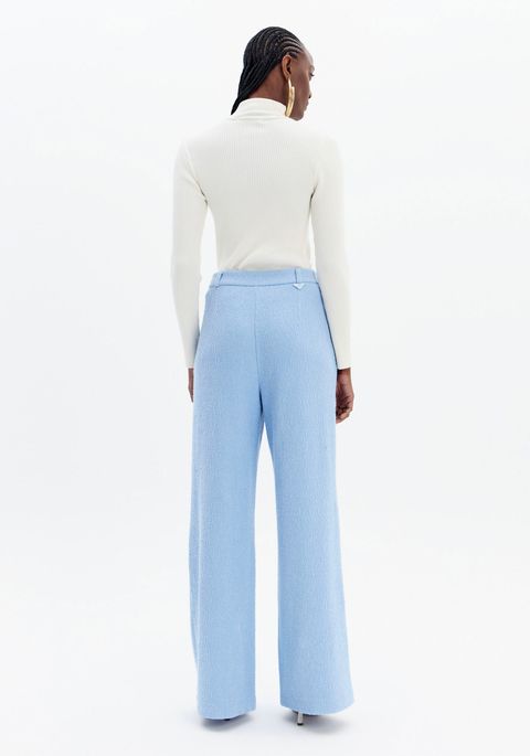 Calça Reta Cintura Alta E Passantes