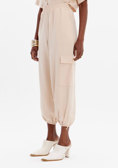 Calça Jogging Bolso Cargo Cintura Alta