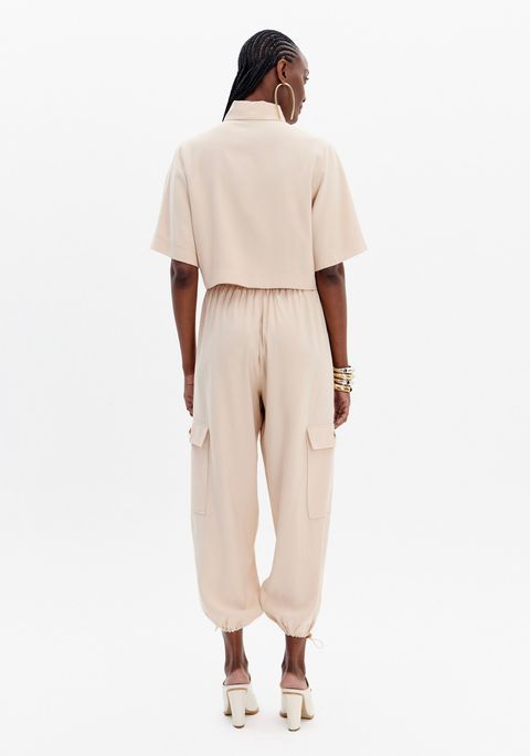 Calça Jogging Bolso Cargo Cintura Alta