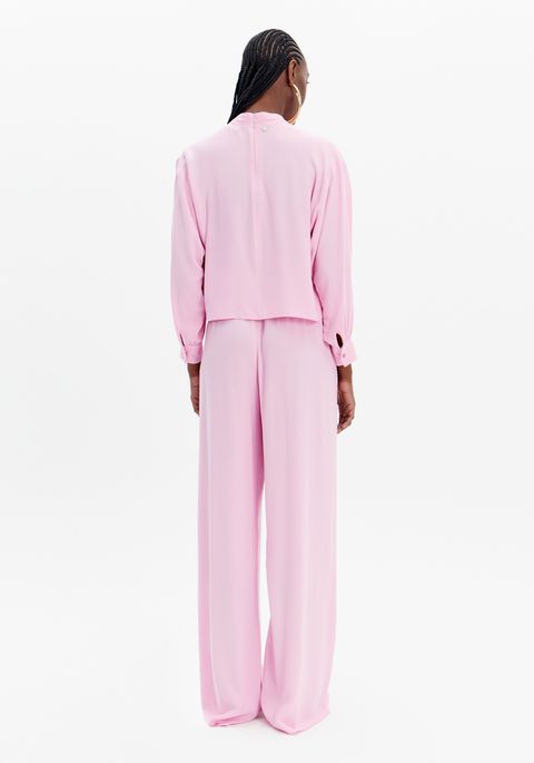 Calça Wide Leg Cintura Alta Com Elástico