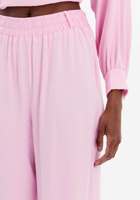 Calça Wide Leg Cintura Alta Com Elástico