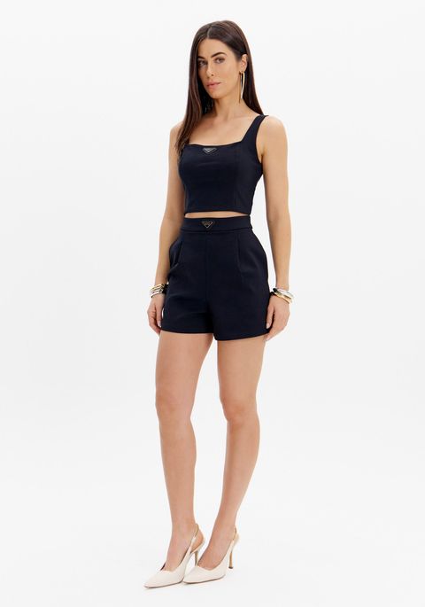 Short Alfaiataria Cintura Alta E Zíper