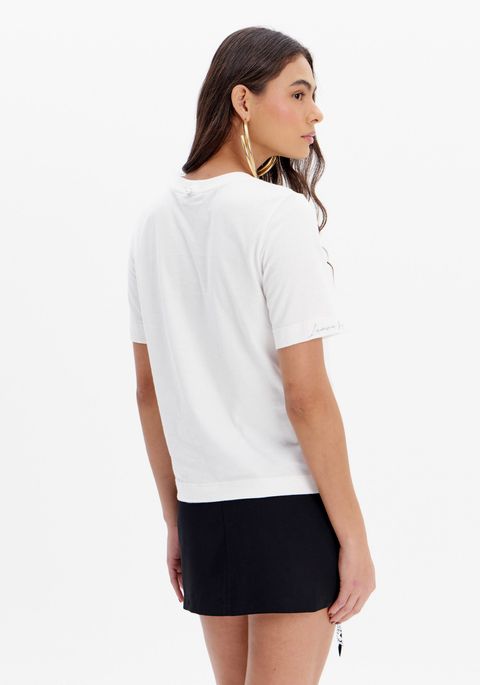 Blusa T-shirt Manga Curta Laço Brilhos