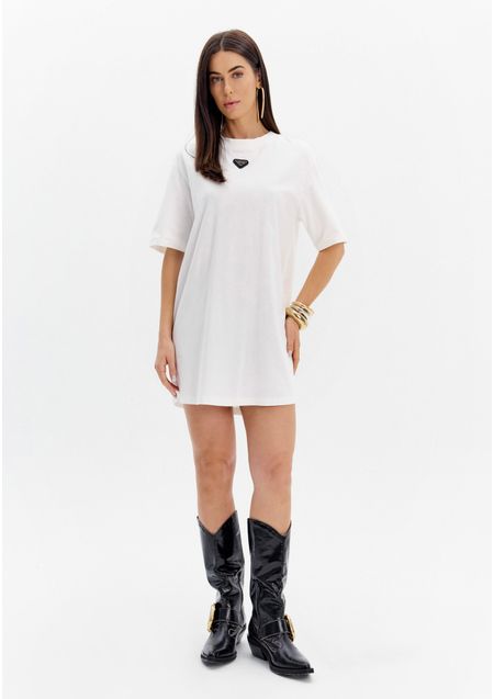 Vestido T-dress Manga Curta Básico Com Enfeite