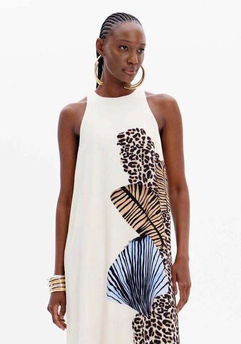 Vestido Super Midi Halter Com Faixa