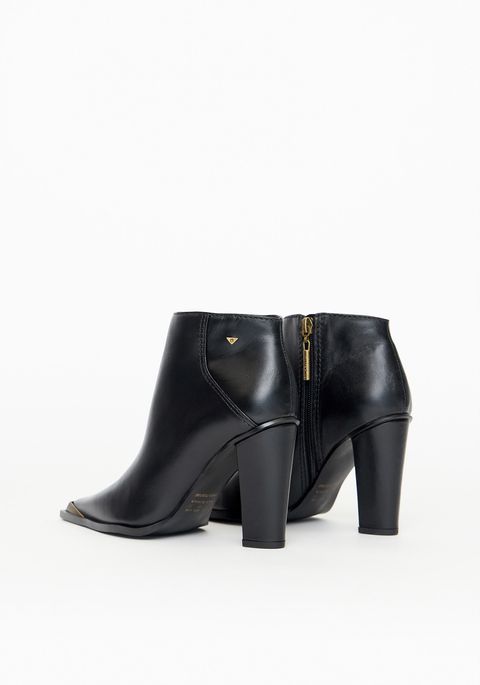 Bota Couro Cano Curto Salto Bloco