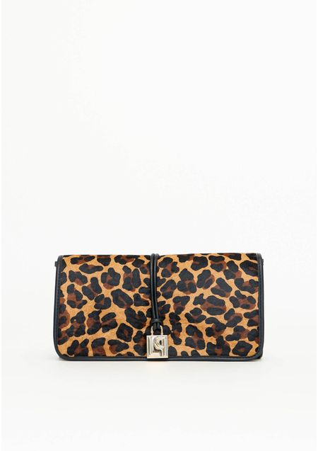 Bolsa Clutch Couro Pelo Leopardo