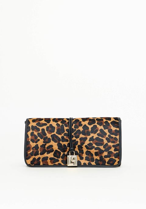 Bolsa Clutch Couro Pelo Leopardo