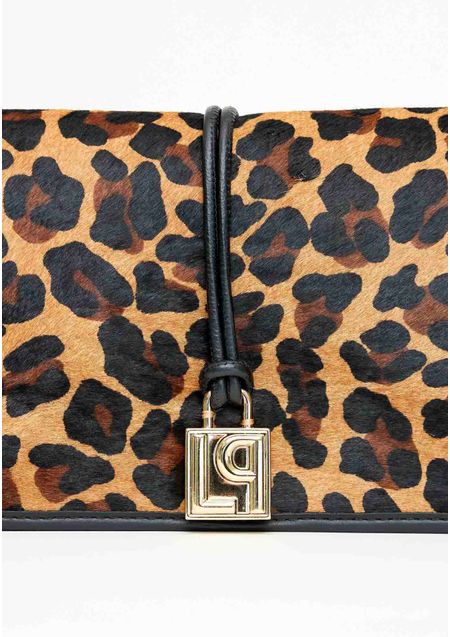Bolsa Clutch Couro Pelo Leopardo