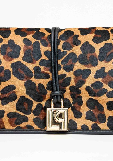 Bolsa Clutch Couro Pelo Leopardo