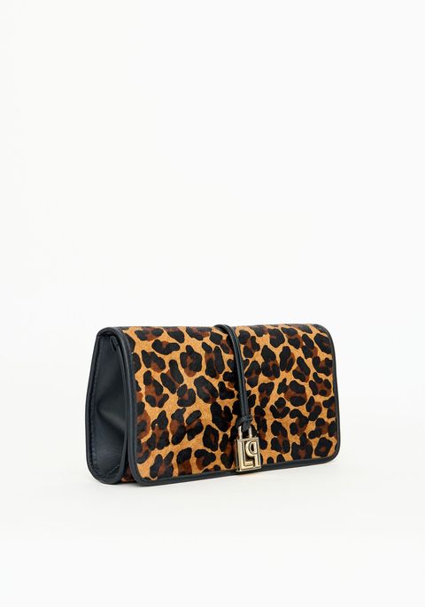 Bolsa Clutch Couro Pelo Leopardo