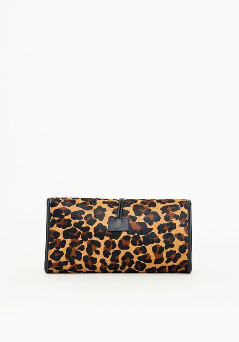 Bolsa Clutch Couro Pelo Leopardo