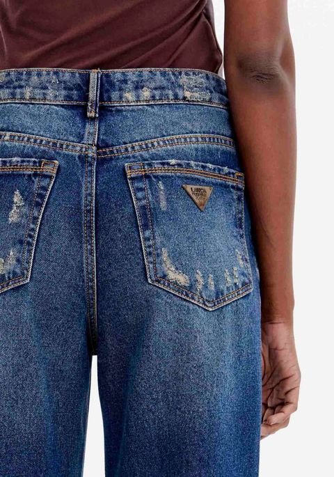 Calça Jeans Full Length Com Aplicação