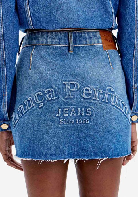 Saia Jeans Comfort Cintura Alta Barra A Fio