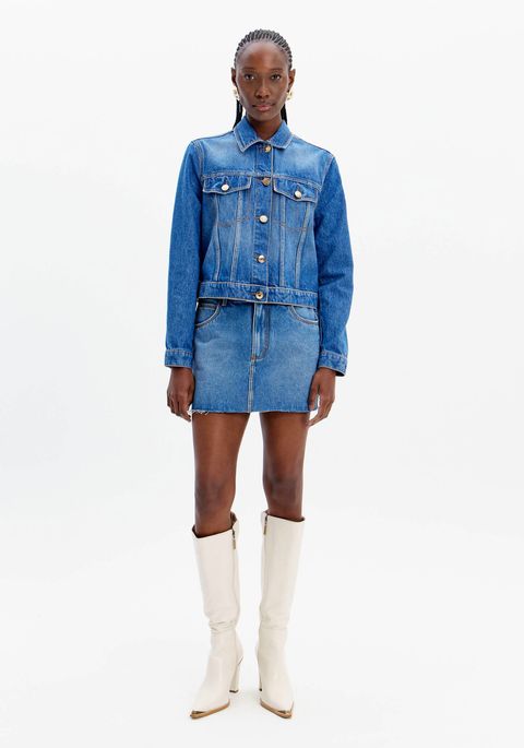 Saia Jeans Comfort Cintura Alta Barra A Fio