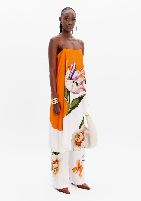 Blusa Assimétrica De Alças Estampada