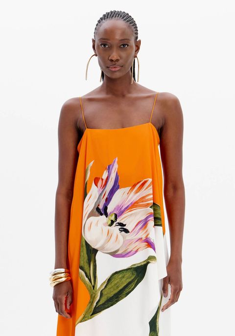 Blusa Assimétrica De Alças Estampada