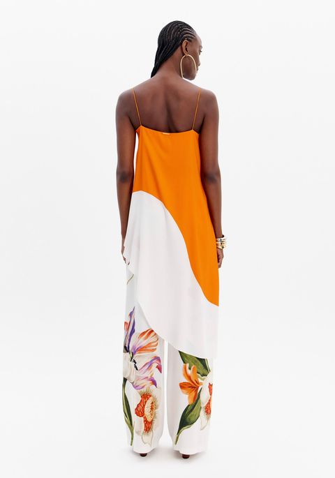 Blusa Assimétrica De Alças Estampada