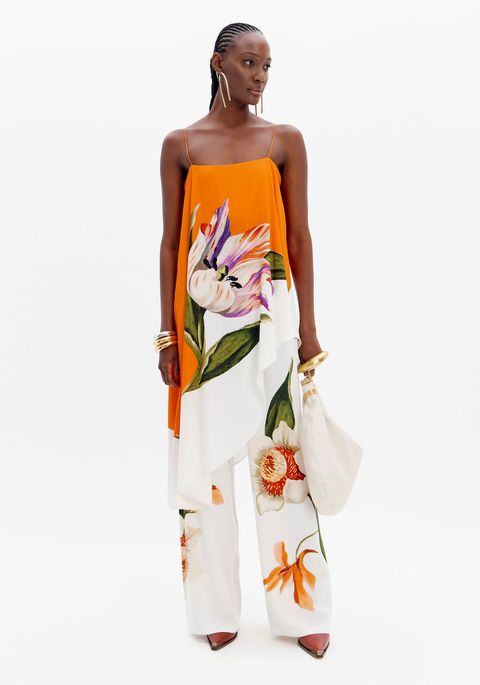 Blusa Assimétrica De Alças Estampada