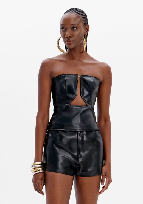 Blusa Corset Com Zíper E Recorte Frontal