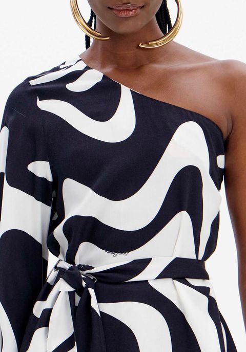 Blusa Ombro Único Alongada Estampada