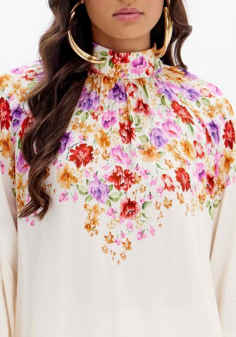 Blusa Estampada Com Gola E Manga Longa