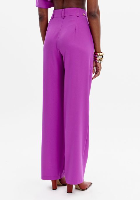 Calça Alfaiataria Full Length Com Bolsos