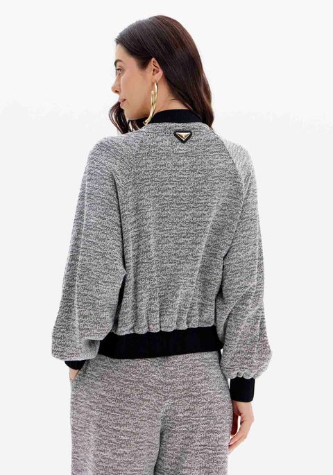 Jaqueta Bomber Raglan Com Botões