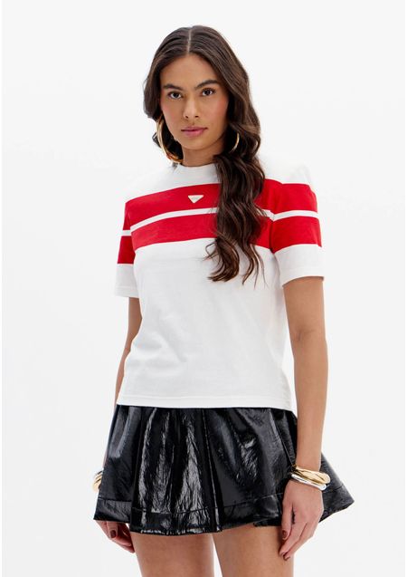 Blusa T-shirt Manga Curta Listras
