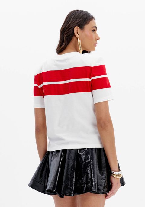 Blusa T-shirt Manga Curta Listras