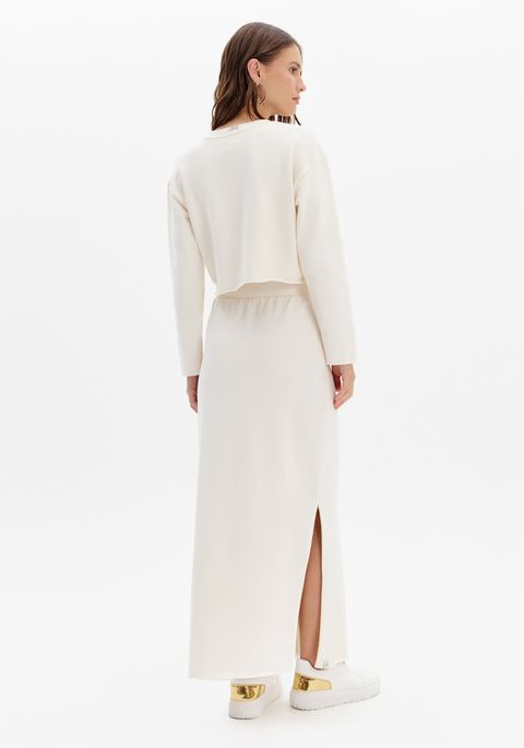 Saia Moletom Super Midi Reta Com Cintura Alta