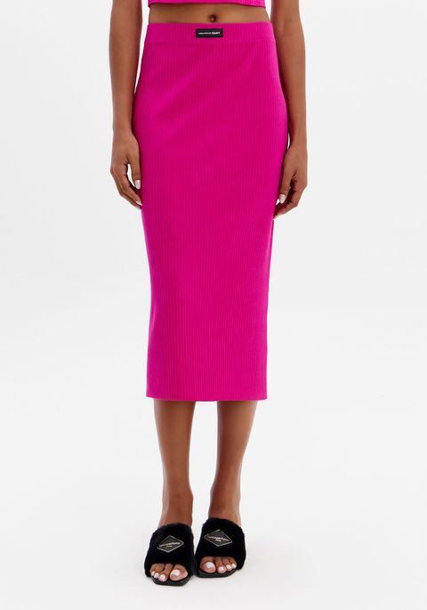 Saia Super Midi Justa Com Cintura Alta