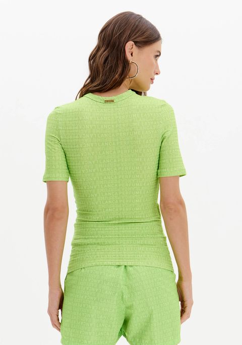 Blusa Justa Decote Redondo Estampa Logomania