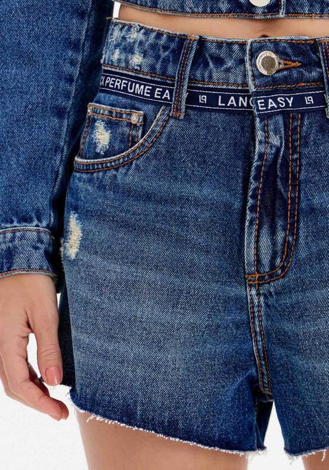 Short Jeans Comfort Cintura Super Alta Barra A Fio