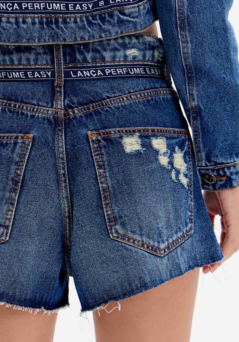 Short Jeans Comfort Cintura Super Alta Barra A Fio