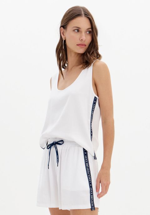 Blusa Regata Solta Com Gorgurão