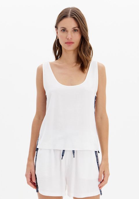 Blusa Regata Solta Com Gorgurão